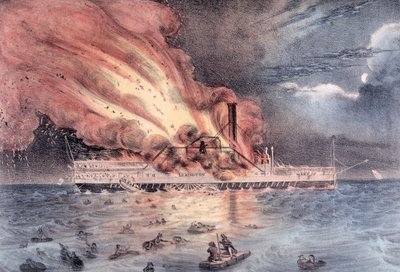 The conflagration of the steam boat Lexington in Long Island Sound, 13th January 1840 by William Keesey Hewitt