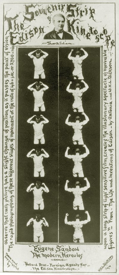The Souvenir Strip of Edison Kinetoscope Eugene Sandow, the Modern Hercules by William Kennedy Laurie Dickson