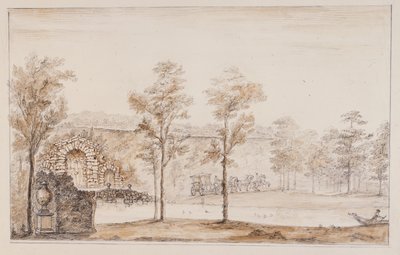 Chiswick, Design for a Rustic Cascade and Bridge Set Against the Terrace by William Kent