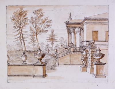 Chiswick, view of the Villa on the Inigo Jones statue side by William Kent