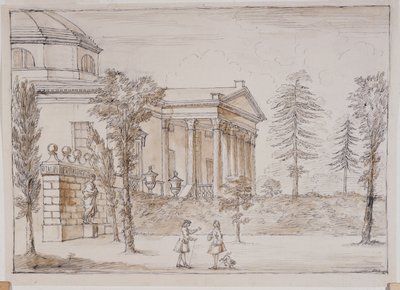 Chiswick, view of the villa from the Palladio statue side by William Kent