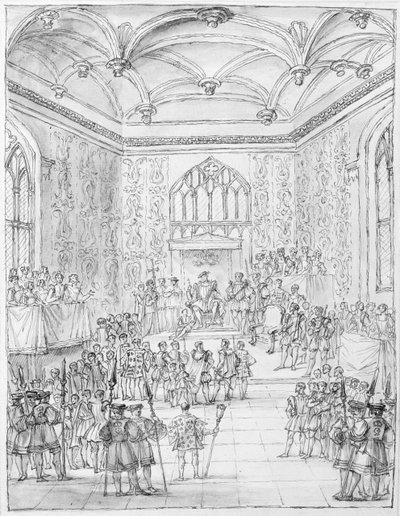 Henry VIII receiving Montmorency, the French Ambassador, at Hampton Court by William Kent