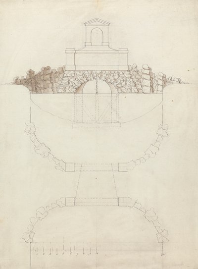 The Cascade at Chiswick House, Middlesex: Elevation and Plan by William Kent