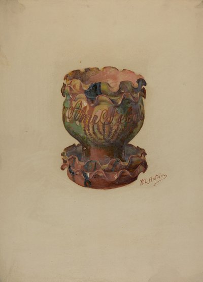 Pa. German Flower Pot and Tray, c. 1936 by William L Antrim