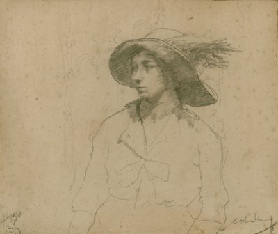 Study for a Portrait of a Seated Woman with Hat by William Lee Hankey