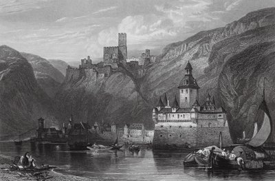 Caub, Castle of Gutenfels, and the Pfalz, Rhine by William Leighton (after) Leitch