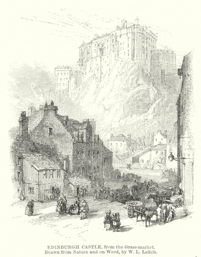 Edinburgh Castle, from the Grass-market by William Leighton (after) Leitch