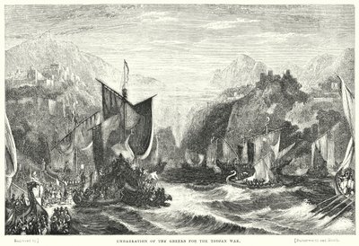 Embarkation of the Greeks for the Trojan War (engraving) by William Linton