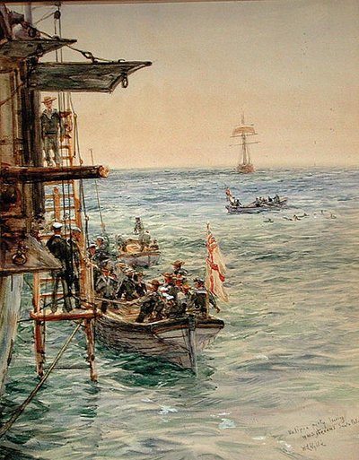 Eclipse Party Leaving H.M.S. Theseus, Santa Pola by William Lionel Wyllie