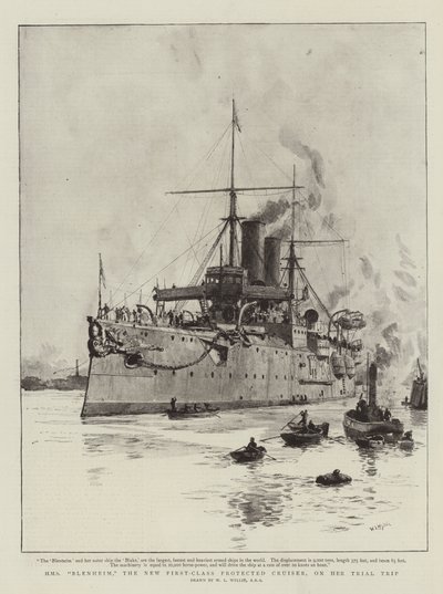 HMS Blenheim, the New First-Class Protected Cruiser, on Her Trial Trip by William Lionel Wyllie