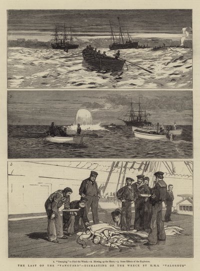 The Last of the Vanguard, Dismasting of the Wreck by HMS Valorous by William Lionel Wyllie