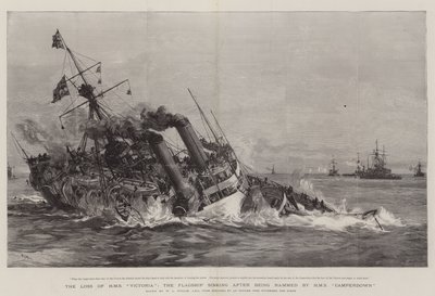 The Loss of HMS Victoria, the Flagship Sinking after Being Rammed by HMS Camperdown by William Lionel Wyllie