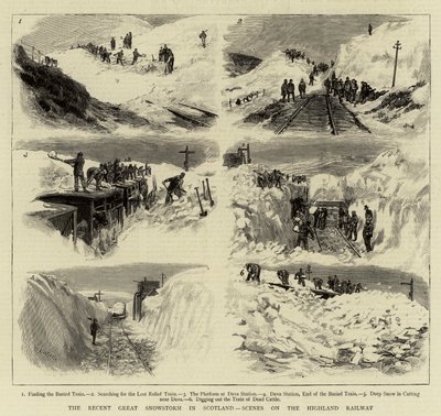 The Recent Great Snowstorm in Scotland, Scenes on the Highland Railway by William Lionel Wyllie