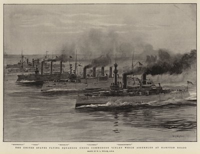 The United States flying Squadron under Commodore Schley which assembled at Hampton Roads by William Lionel Wyllie