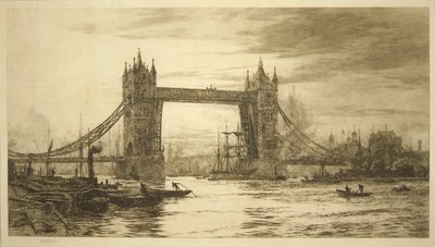Tower Bridge viewed from the River Thames, London, c1894-1931 by William Lionel Wyllie