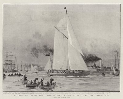 Westward Ho, the Shamrock Starting for New York to Compete for the America Cup by William Lionel Wyllie
