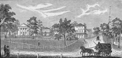 President Lincoln leaving the Davis Mansion, illustration from 