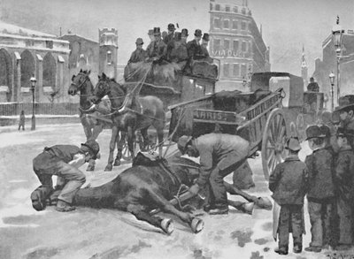 Holborn Viaduct - A Slippery Day, 1891 by William Luker