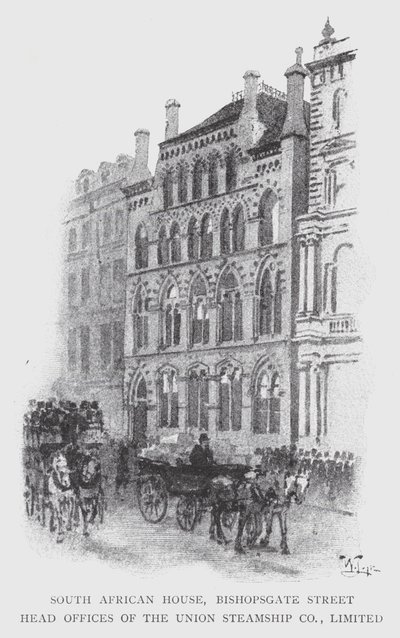 South African House, Bishopsgate Street, Head Offices of the Union Steamship Co, Limited by William Luker