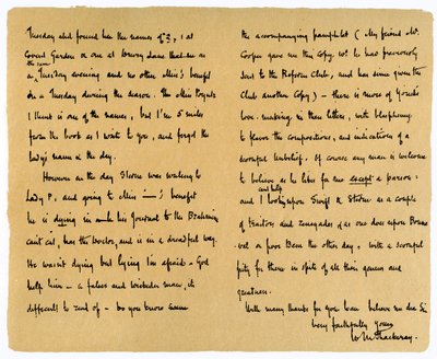 Letter from William Makepeace Thackeray to T.W. Gibbs, 12th September 1851 by William Makepeace Thackeray