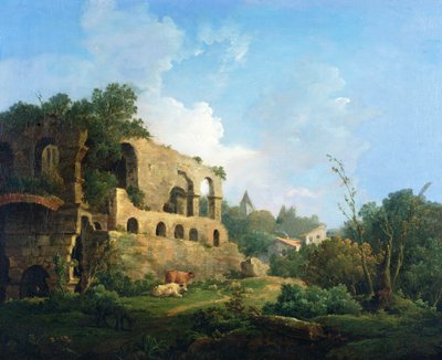 Italianate Landscape with a House near Classical Ruins by William Marlow