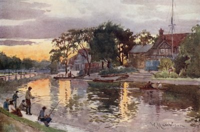 University Boat-houses on the Cam, Sunset by William Matthison