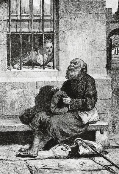 Miss Wardour and beggar Edie Ochiltree, illustration for Antiquary, historical novel by Walter Scott by William McTaggart