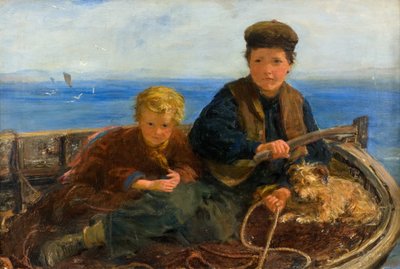 Two Boys and a Dog in a Boat by William McTaggart