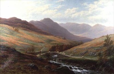Elter Water and Langdale Pikes, Westmorland by William Mellor