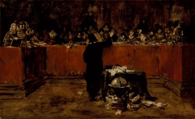 Sketch for a Picture--Columbus before the Council of Salamanca (B) (Christopher Columbus before the Spanish Council) by William Merritt Chase