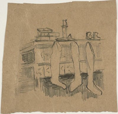 Christmas Stockings Hanging Over the Fireplace by William Michael Harnett