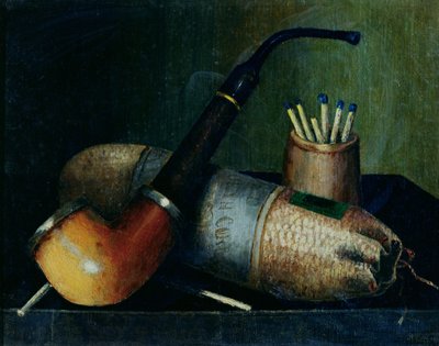 Still Life of Pipe Tobacco and Matches by William Michael Harnett