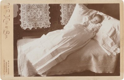 Post-Mortem Baby on Bed, 1880s-1890s by William Mills & Son