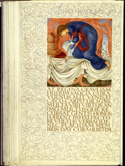 Dido stabbing herself, opening of Book IV of Virgil