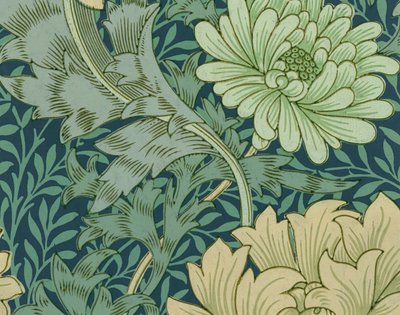 William Morris Wallpaper Sample with Chrysanthemum by William Morris