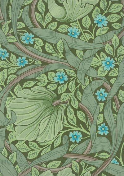 William Morris Wallpaper Sample with Forget-Me-Nots, c.1870 by William Morris