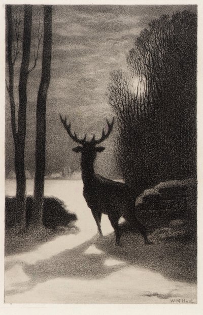 Stag in the Moonlight by William Morris Hunt