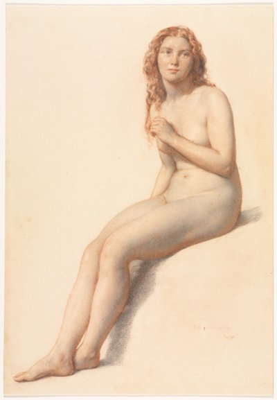 Female Nude, Seated, Three Quarter View from Front by William Mulready