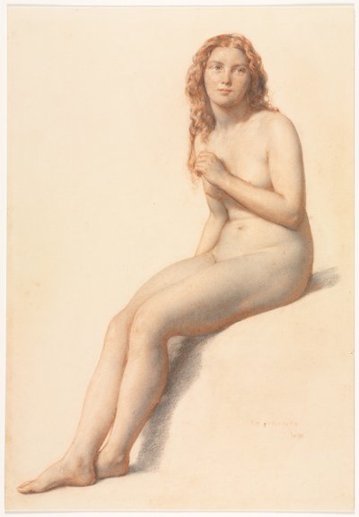 Female Nude, Seated, Three Quarter View from Front by William Mulready