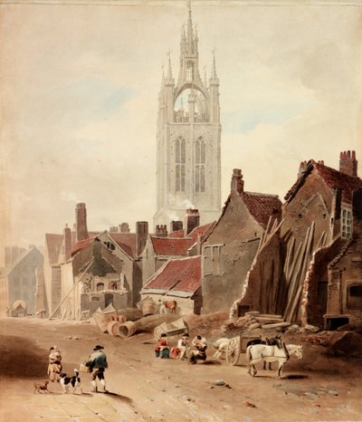 The Demolition of Houses on the Site of Collingwood Street, Newcastle upon Tyne by William Nicholson