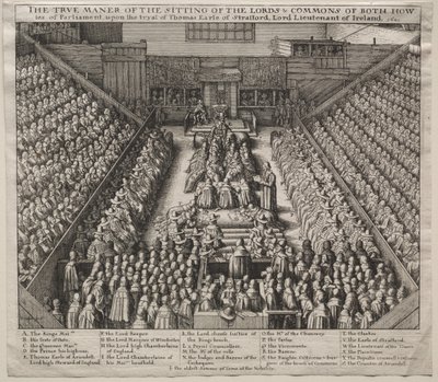 Westminster Hall, Interior, with The Trial of the Earl of Strafford by William Nicholson