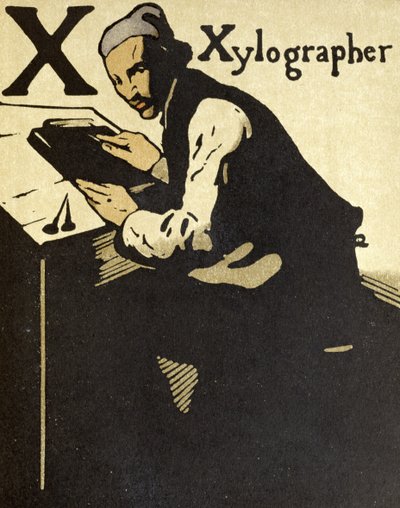 X for Xylographer, illustration from 