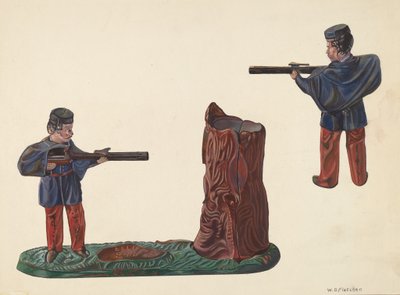 Civil War Soldier & Tree Trunk Bank by William O. Fletcher
