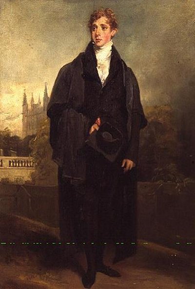 Portrait of Henry Townley Standing in Academic Dress, Merton College, Oxford Possibly in the Background by William Owen