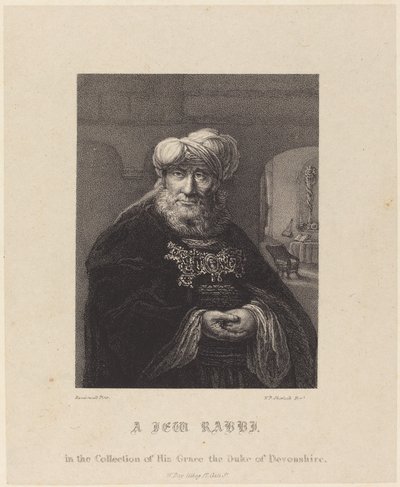 A Jewish Rabbi by William P. Sherlock after Rembrandt van Rijn