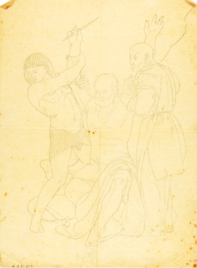 Moses, Aaron and Hur on Mount Horeb (Clothed Study) by William Page