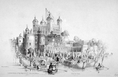 Lord Mayor Thomas Johnson and his entourage embarking from the Tower of London, 1840 by William Parrott