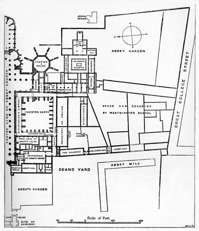 Plan of the Benedictine Abbey of Westminster by William Patten