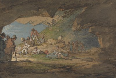 A Cave in Sunlight, with Figures by William Payne