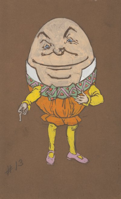 Humpty Dumpty Costume Design for Alice-in-Wonderland by William Penhallow Henderson